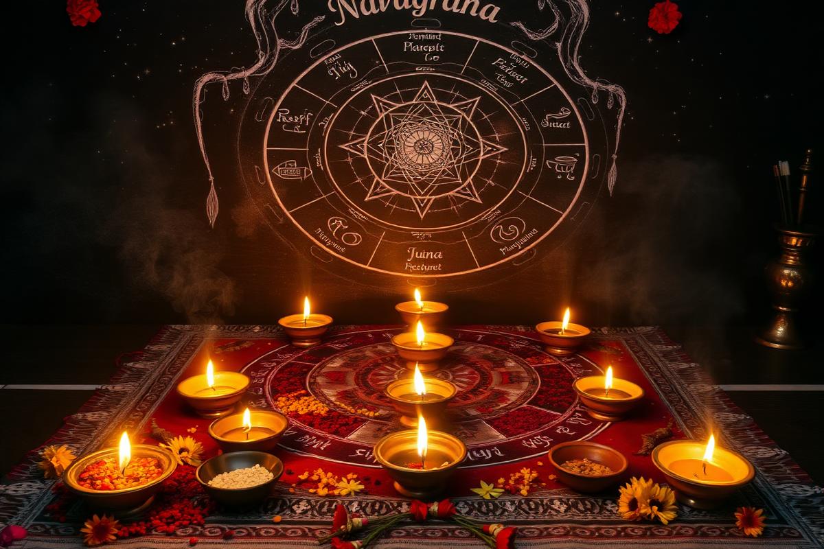 Cérémonie Navagraha associée au Jyotish et aux neuf grahas